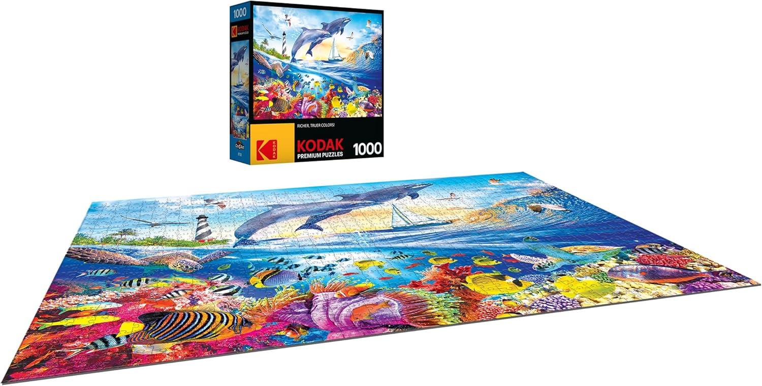 image:imageRoseArt Kodak Premium Playful Summer Dolphins 1000 Piece Jigsaw Puzzle for Adults