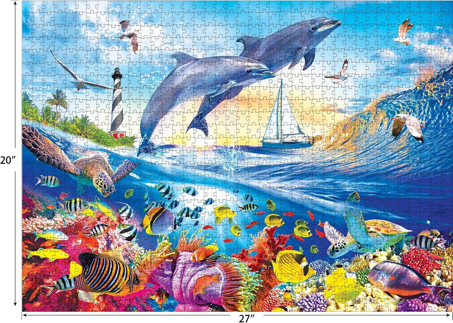 image:imageRoseArt Kodak Premium Playful Summer Dolphins 1000 Piece Jigsaw Puzzle for Adults