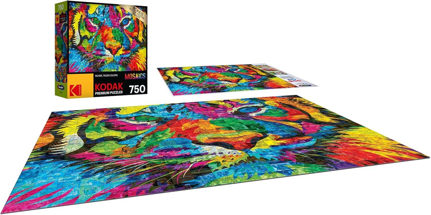 image:imageRoseArt Kodak Premium Mosaics Rainbow Tiger 750 Piece Jigsaw Puzzle for Adults