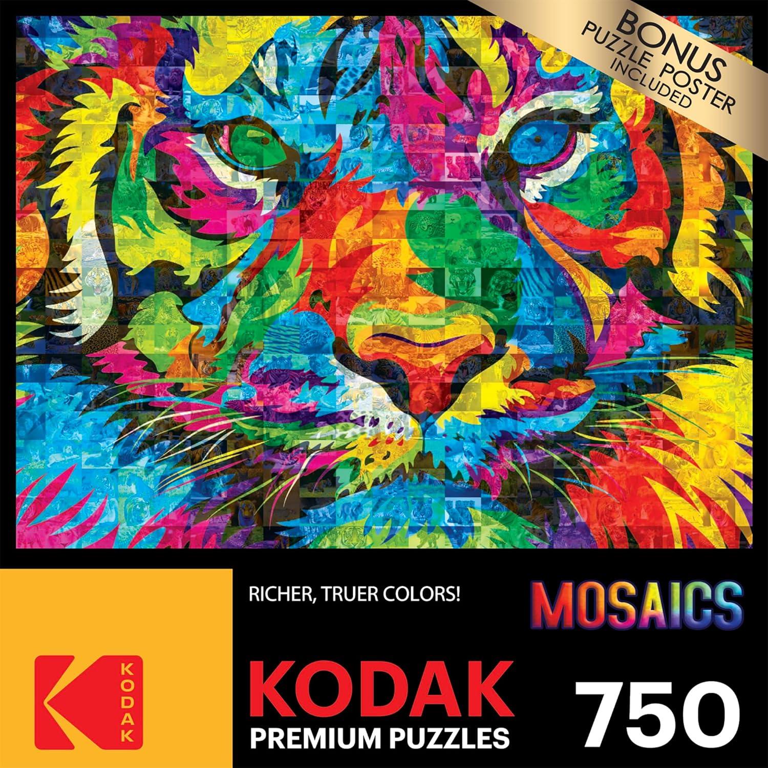image:imageRoseArt Kodak Premium Mosaics Rainbow Tiger 750 Piece Jigsaw Puzzle for Adults