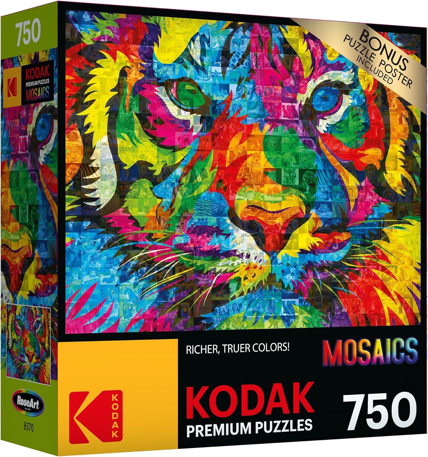 image:imageRoseArt Kodak Premium Mosaics Rainbow Tiger 750 Piece Jigsaw Puzzle for Adults