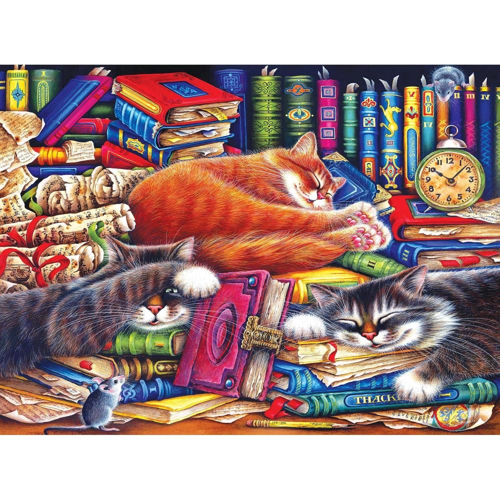 image:imageRoseArt  Puzzle Collector  The Old Book Shops Cats  1000 Piece Jigsaw Puzzle for Adults