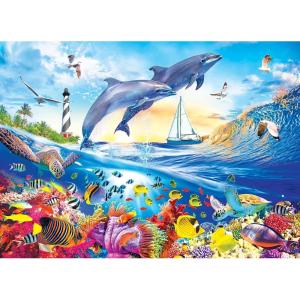 RoseArt – Kodak Premium – Playful Summer Dolphins – 1000 Piece Jigsaw Puzzle for Adults