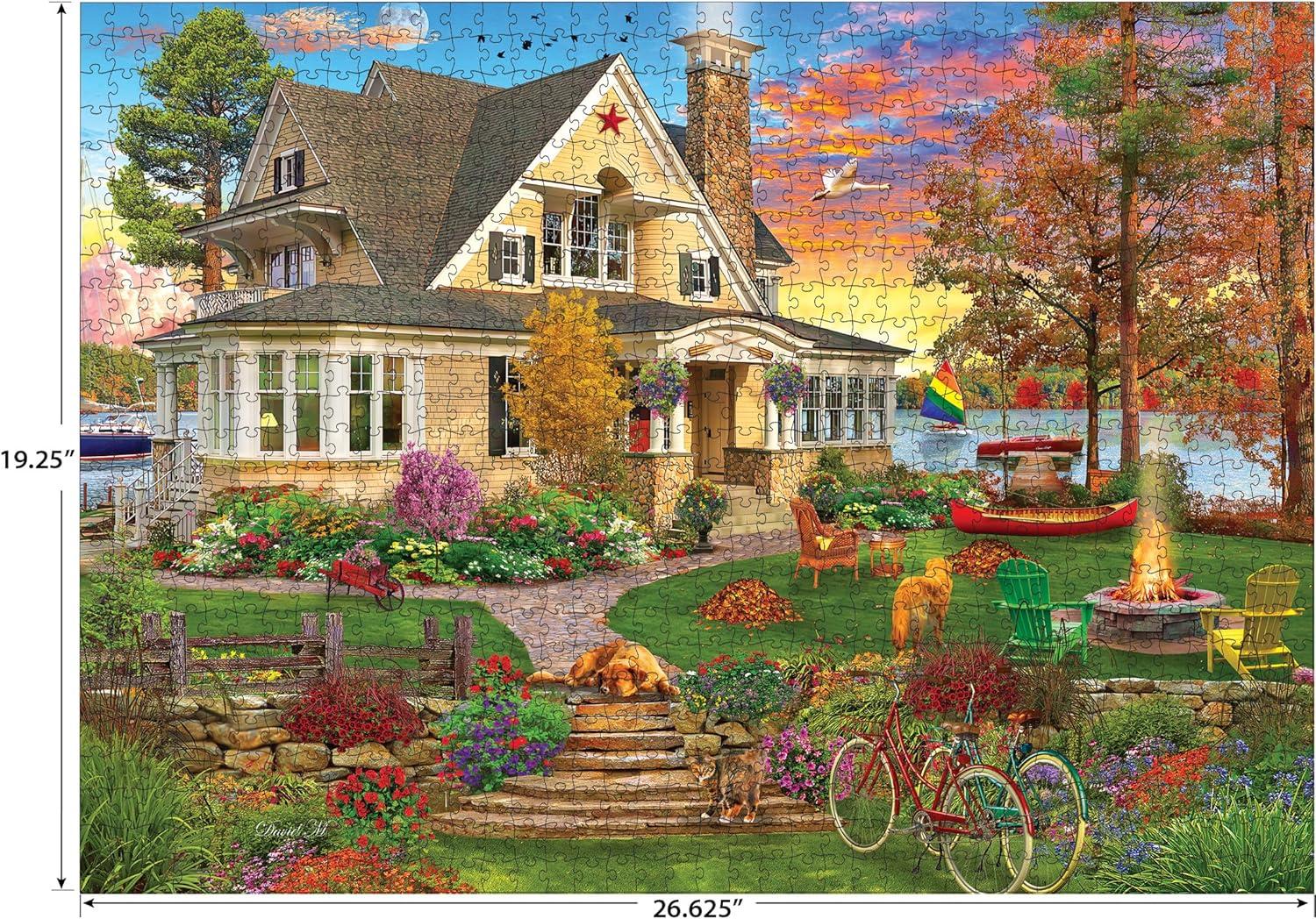 image:imageRoseArt Kodak Premium Cork Lakeside Home 1000 Piece Jigsaw Puzzle for AdultsLakeside Home