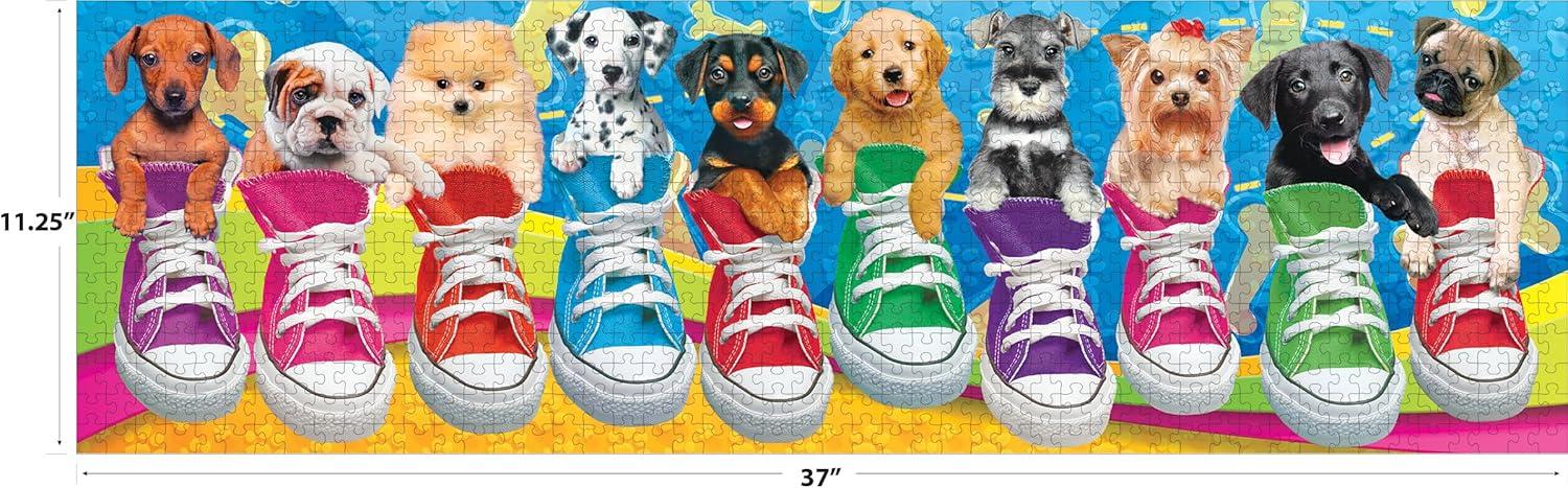 image:imageRoseArt Kodak Premium Panoramic Sneaky Pups All Stars 750 Piece Jigsaw Puzzle for AdultsSneaky Pups All Stars