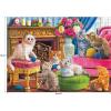 RoseArt – Kodak Premium Cork – Lakeside Home – 1000 Piece Jigsaw Puzzle for Adults(Kittens by the Fireplace)