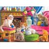 RoseArt – Kodak Premium Cork – Lakeside Home – 1000 Piece Jigsaw Puzzle for Adults(Kittens by the Fireplace)