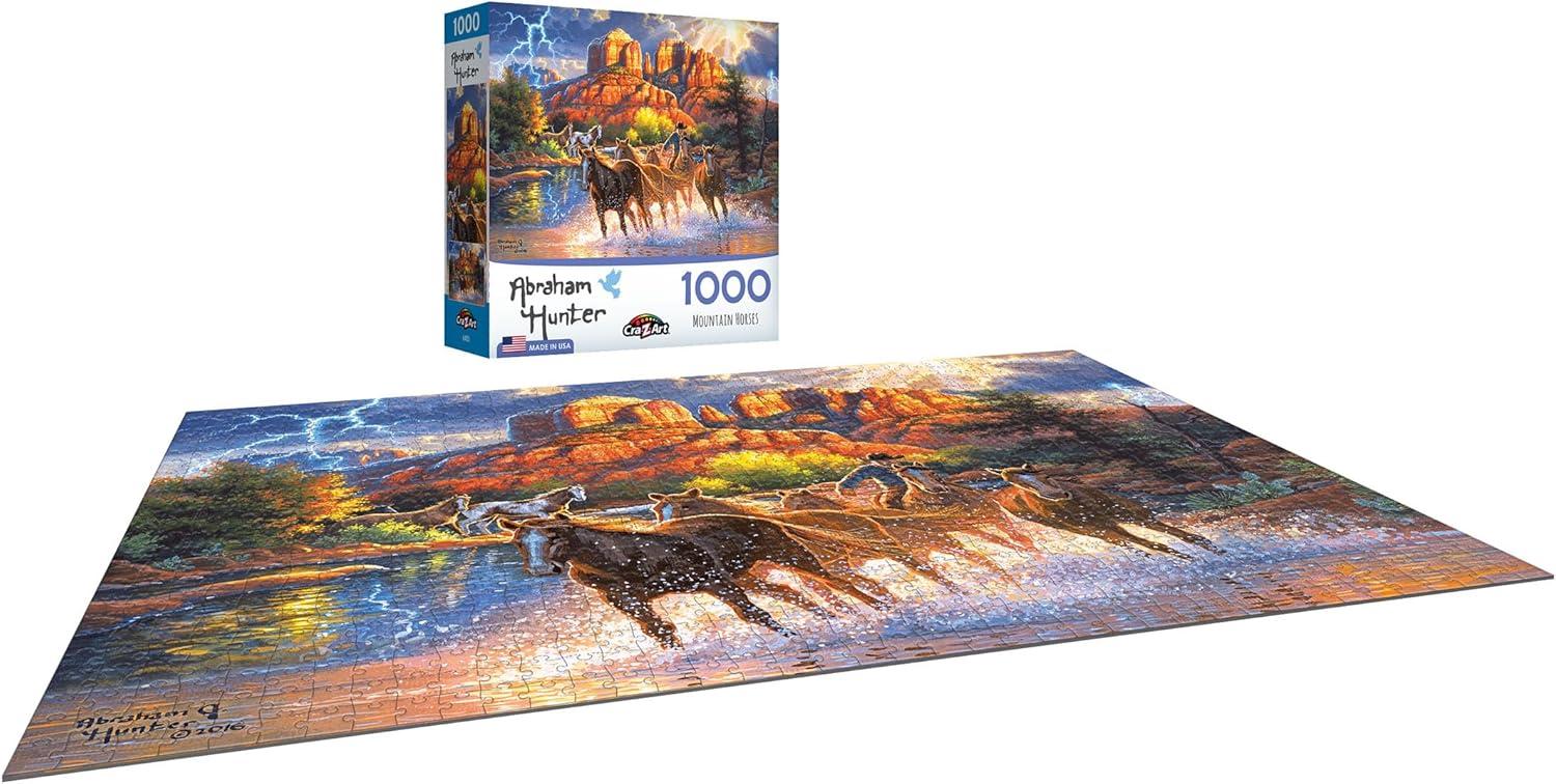 image:imageRoseArt Abraham Hunter Catching Rays Lighthouse 1000 Piece Jigsaw Puzzle for AdultsMountain Horses