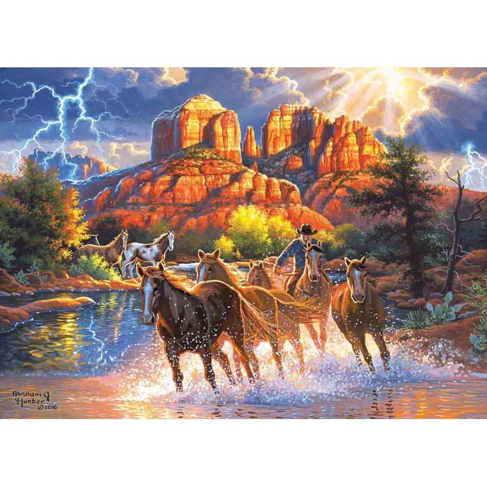 image:imageRoseArt  Abraham Hunter  Catching Rays Lighthouse  1000 Piece Jigsaw Puzzle for AdultsMountain Horses